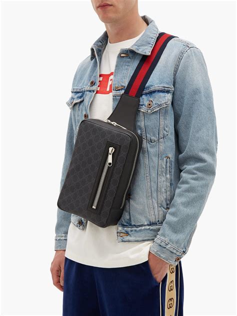 black gucci man bag|gucci leather bags men's.